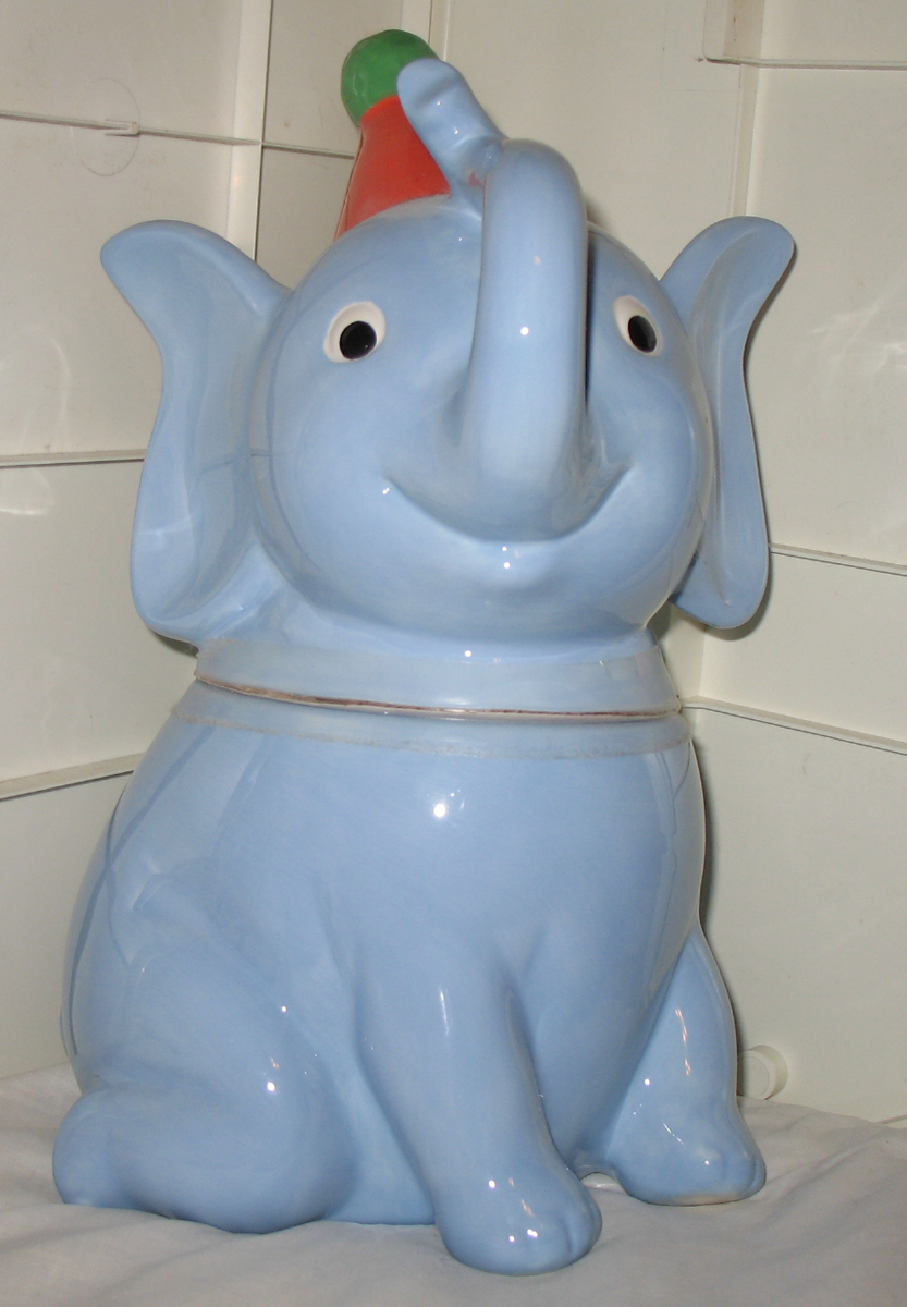Multicolor Blue Sky Ceramic 17627 Elephant Cookie Jar