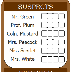 clue printable sheets