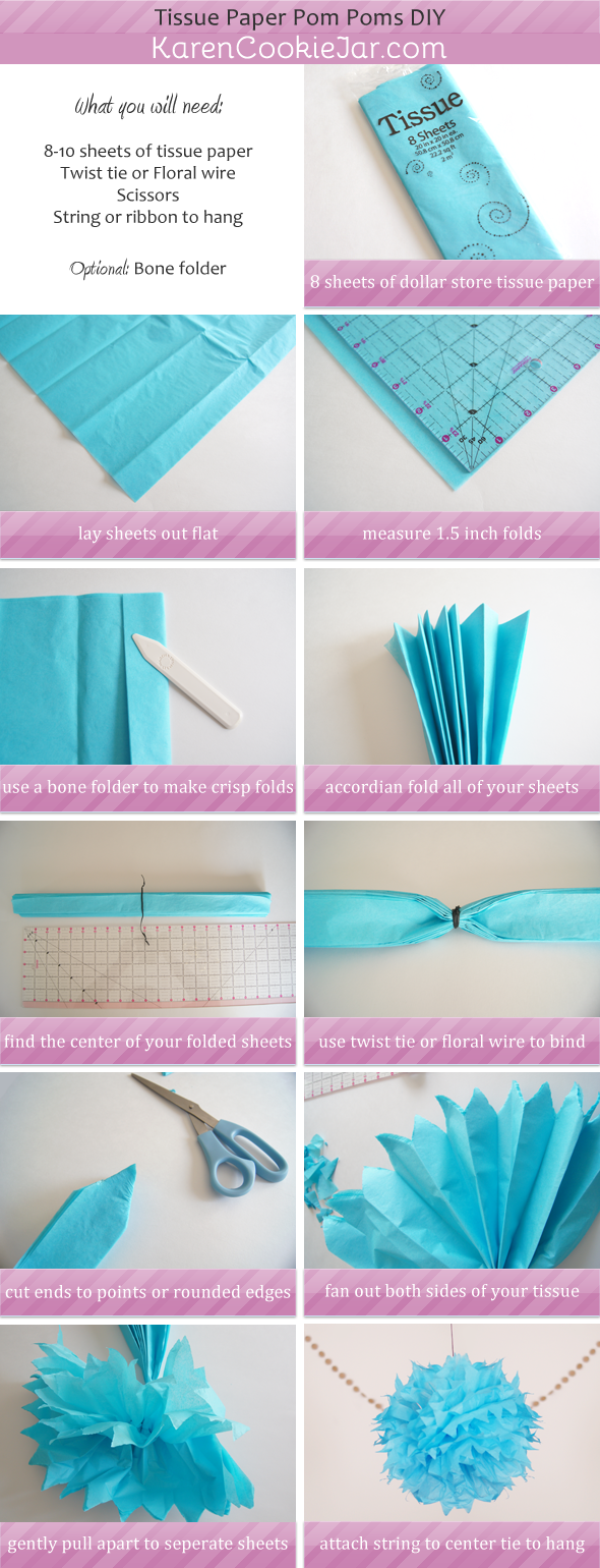 How to Make Tissue Paper Pom Poms - AppleGreen Cottage